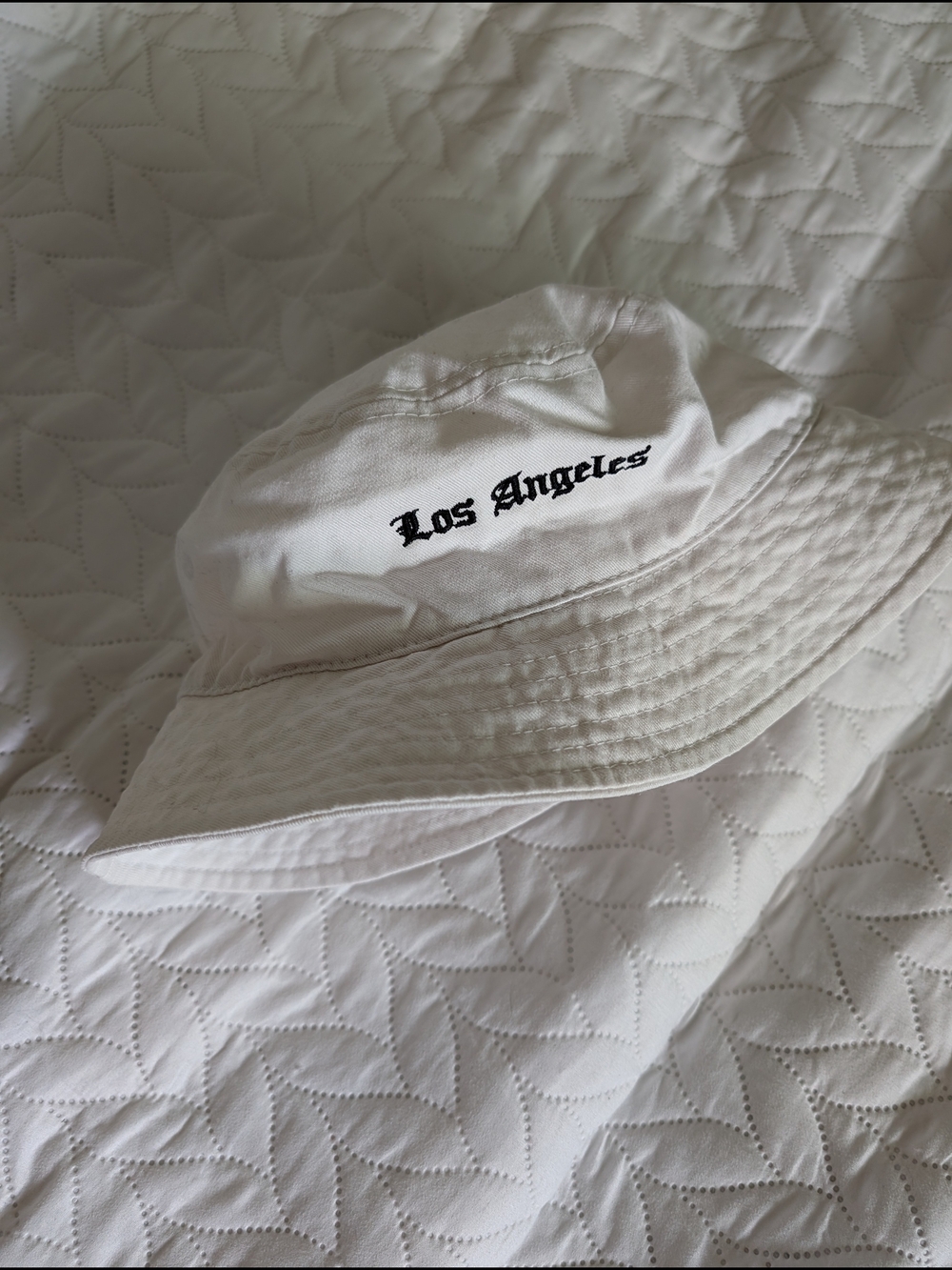 Los Angeles Embroidered White Bucket Hat